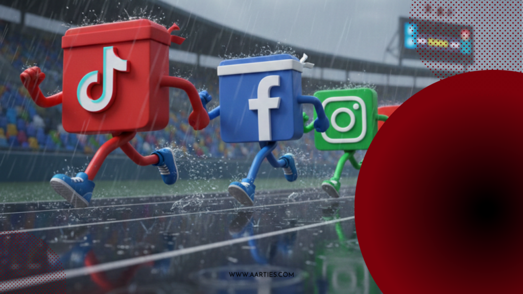 Social media iconen trekken sprint